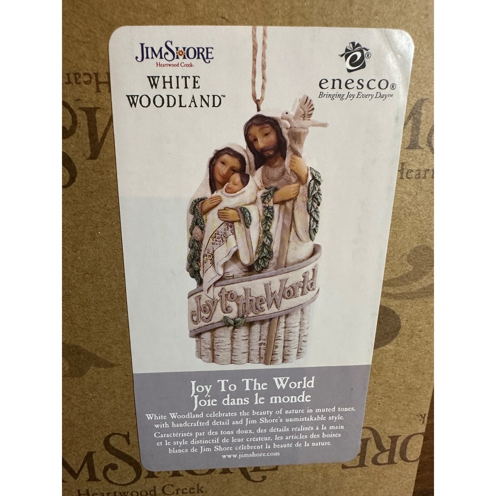 Jim Shore White Woodland Joy To The World Holy Family Nativity Hanging Ornament - Picture 2 of 6